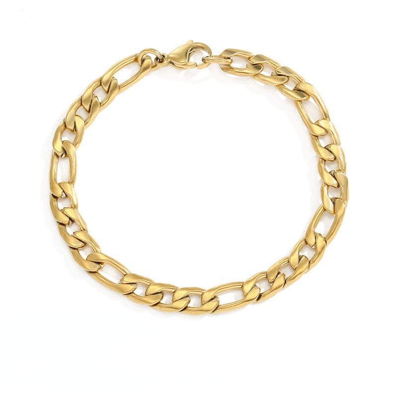 Waterproof Unisex 6mm Gold Figaro Chain Link Bracelet