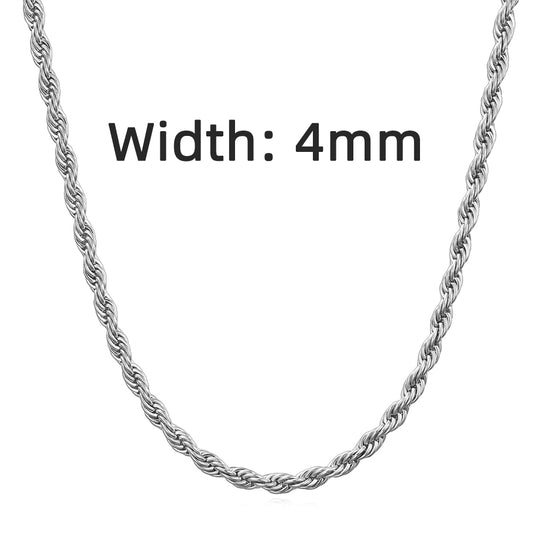 Rope Twist Necklace in Silver