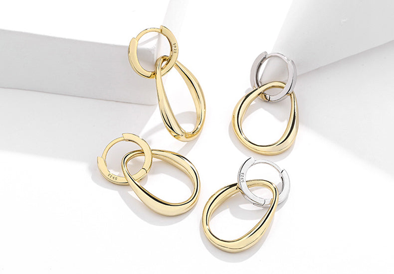 Light Two-Tone Sterling Silver Hoops