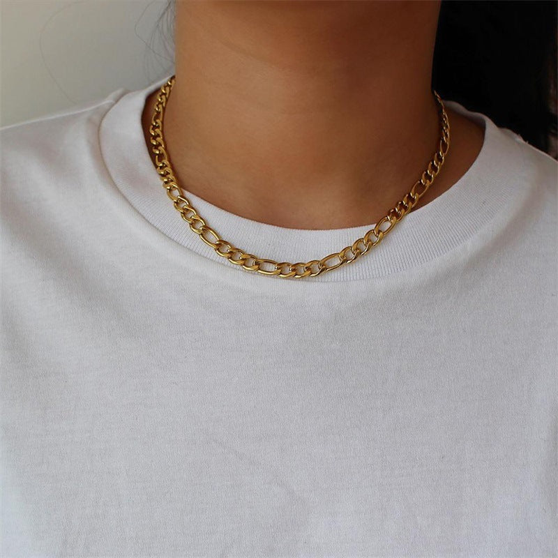 Waterproof Unisex 6mm Gold Figaro Chain Link Necklace