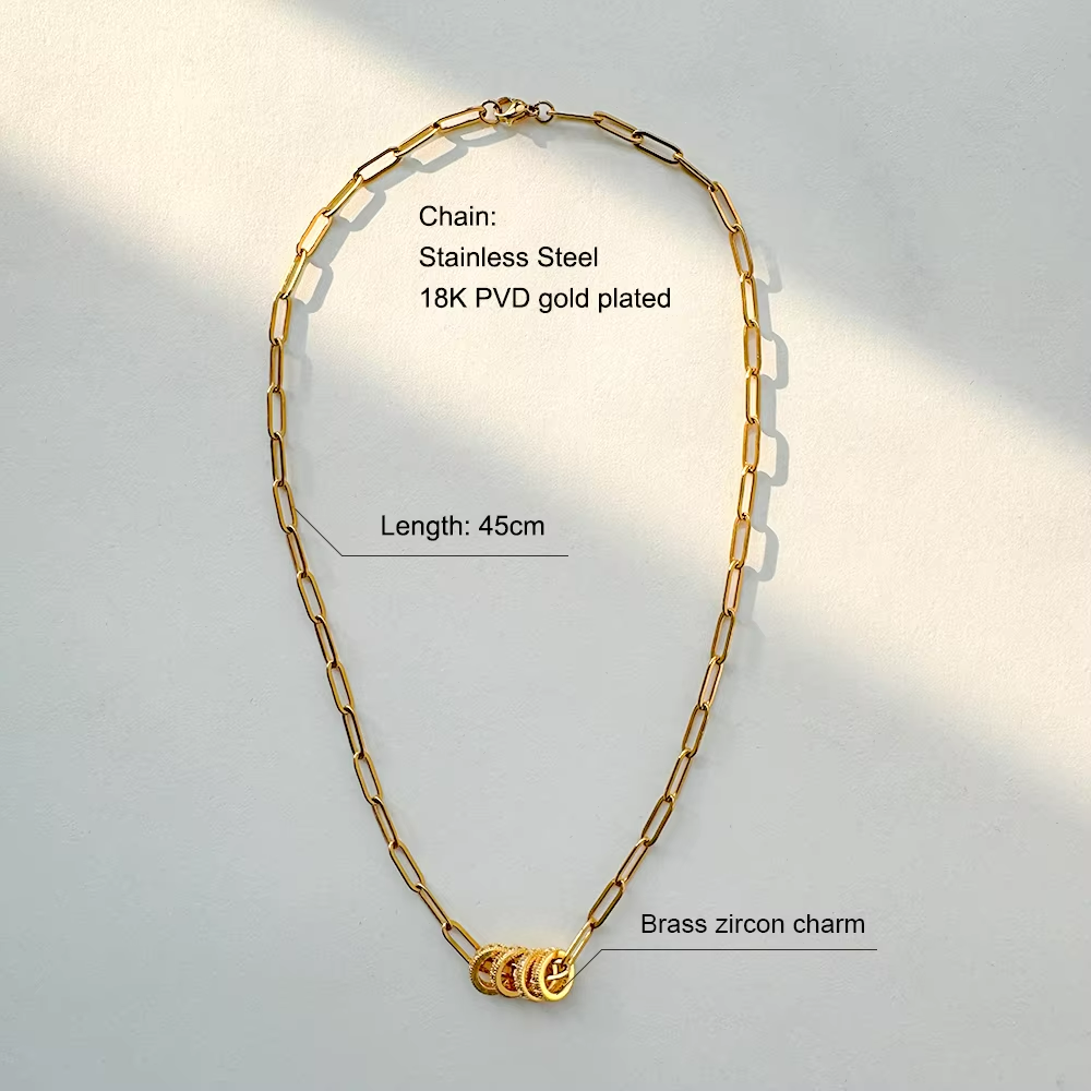 Open link chain with circle charms