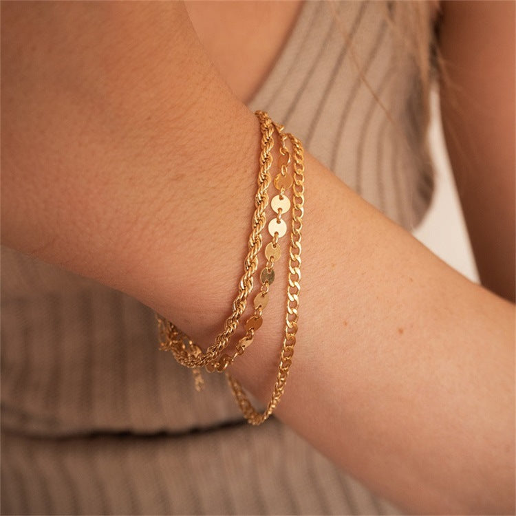 Rope Twist Chain Bracelet in Gold