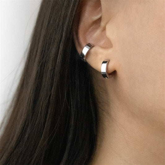 Bold Cuff Earring in Silver