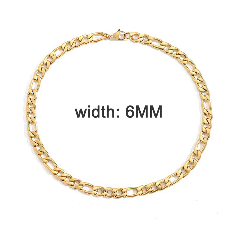 6mm Figaro Chain Necklace in Gold