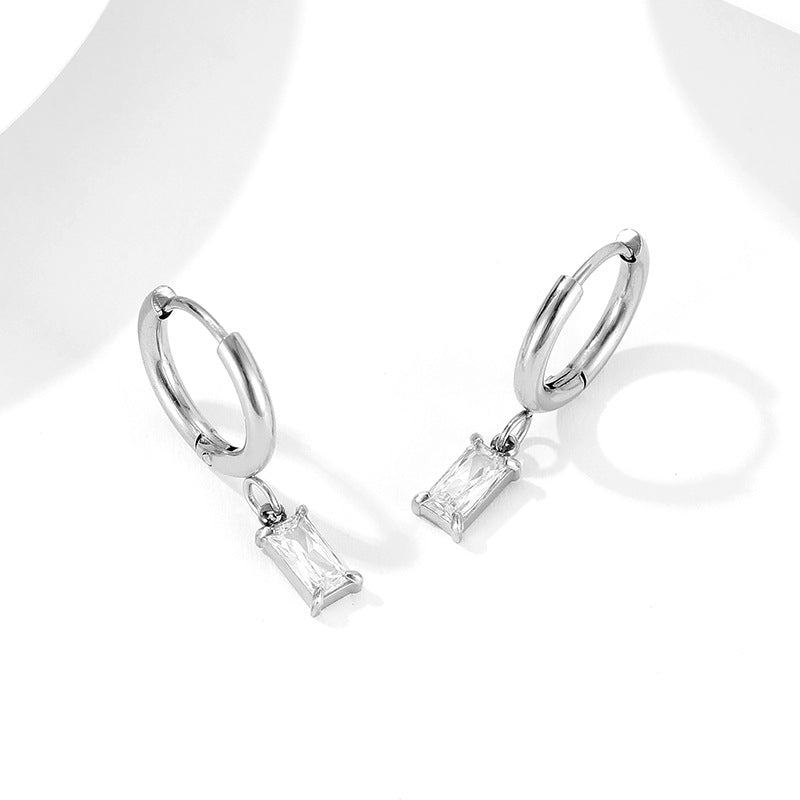 CZ Drop Hoop Earrings