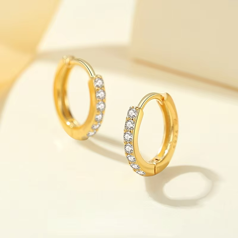 Crystal Small Hoops in Gold