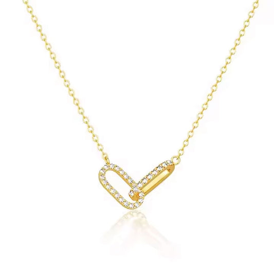 Double Oval Cubic Zirconia delicate chain necklace