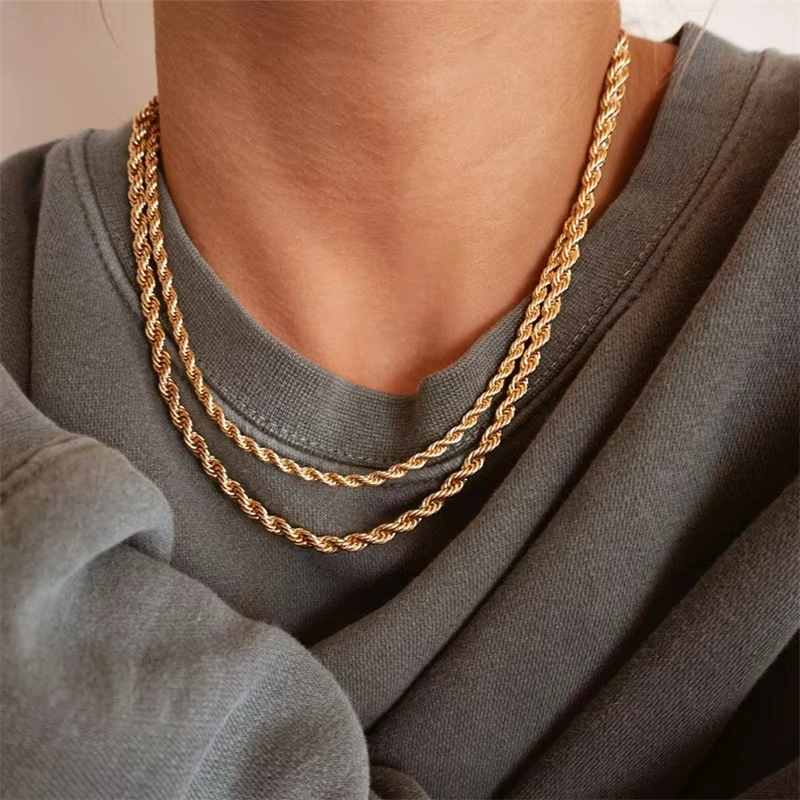 Gold Rope Twist Necklace