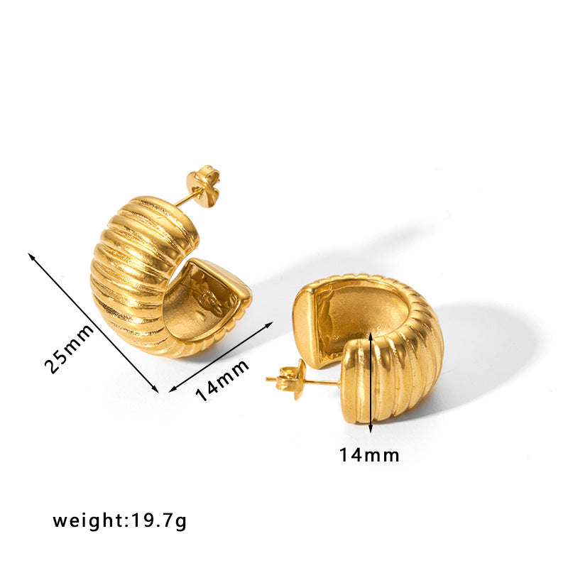 Gold Tyre style thick hoop earrings