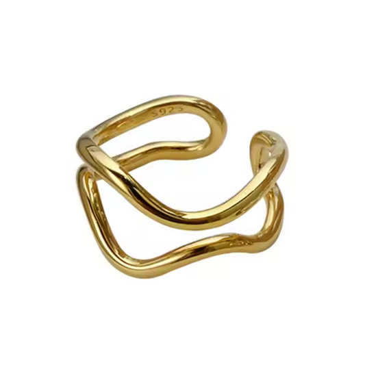 Double Layer Irregular shape Ring in Gold