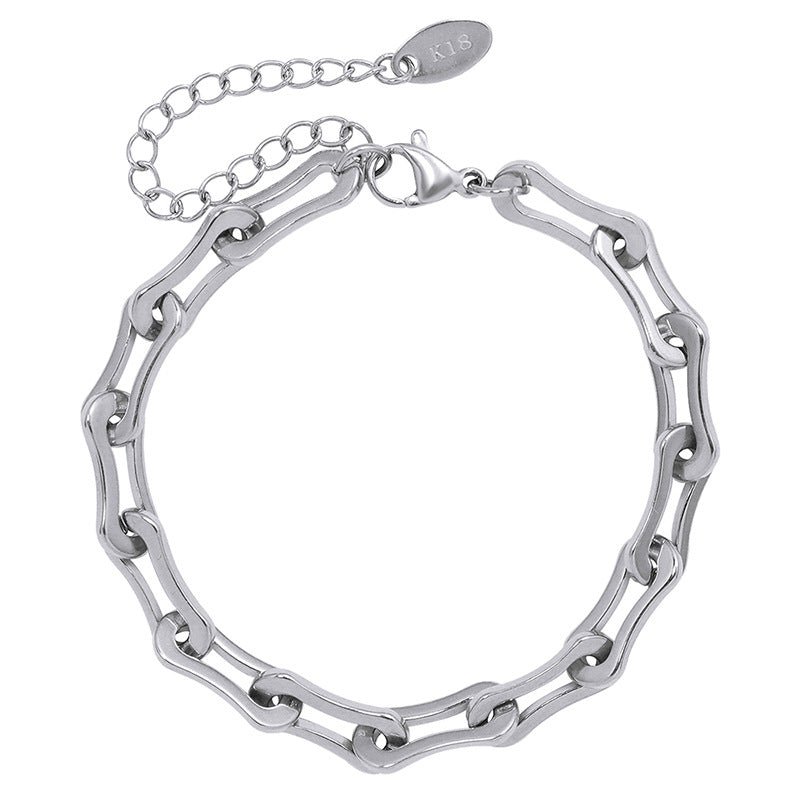 bone style link chain Silver Bracelet